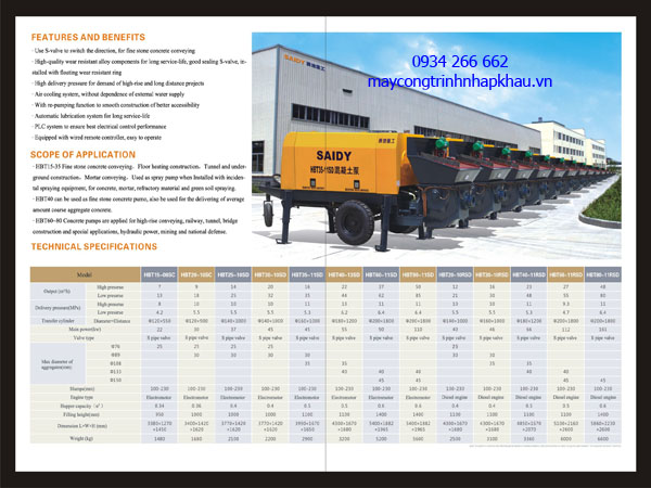 Bơm bê tông tĩnh 40m3 trung quốc hiệu SAIDY
