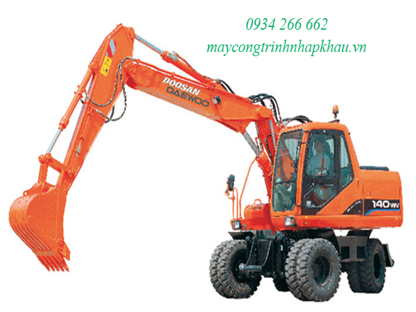 Máy xúc đào bánh lốp Doosan 140W - gầu 0.6m3