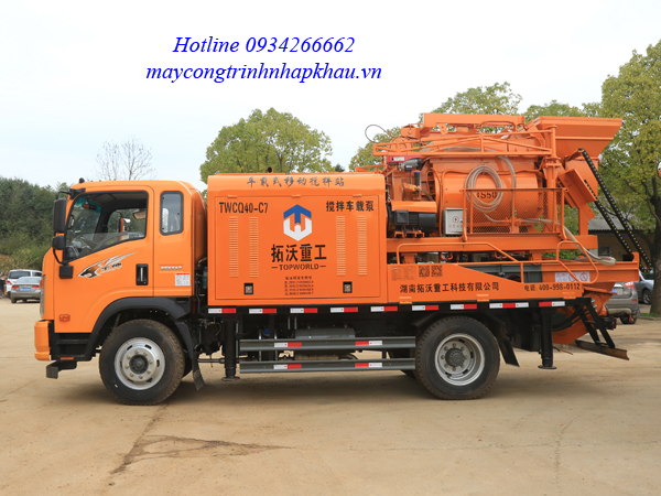 Bơm trộn bê tông kết hợp gắn trên xe tải tự hành